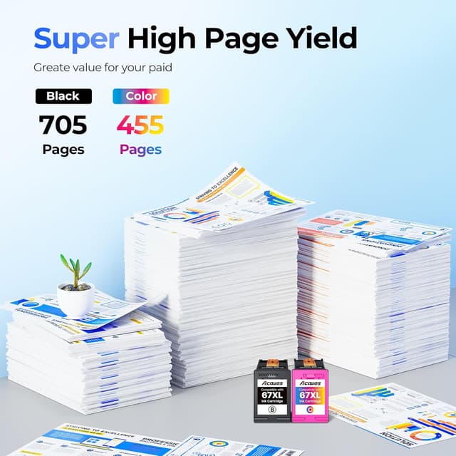 Detalle de Acaves 67XL Ink Cartridges Combo Pack 1 Black 1 Color