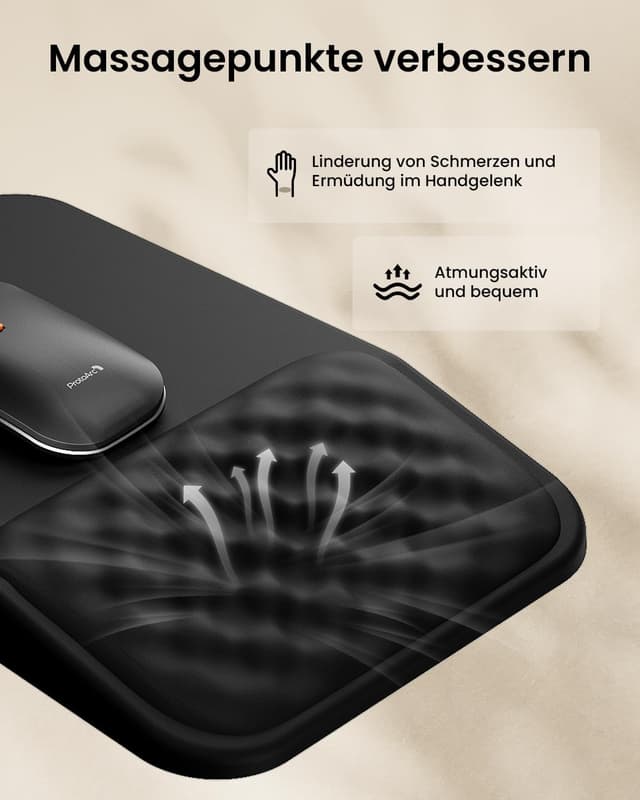 Detalle 2 de ProtoArc MP50 Mauspad mit Handgelenkauflage – PU-Leder, Memory-Schaum & rutschfeste Basis