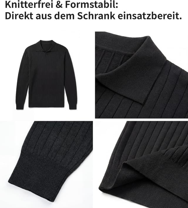 Detalle de GLESTORE Langarm-Poloshirt für Herren mit Giraffen-Stickerei
