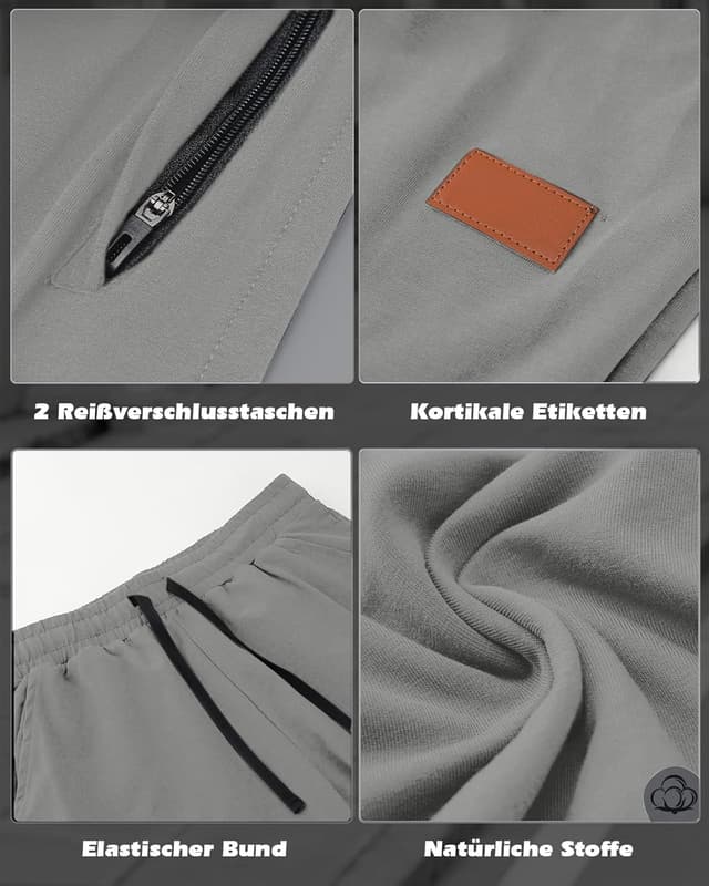 Detalle de HMIYA Jogginghose für Herren aus Baumwolle mit Taschen und Kordelzug – Sport- und Freizeithose mit weitem Bein