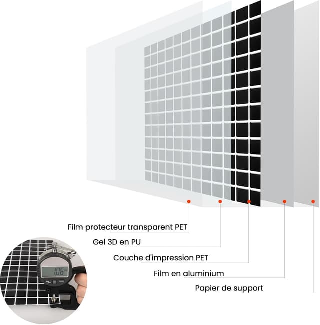 Detalle de Hode crédence adhésive noire effet mosaïque PVC imperméable (4 pièces, 23,6 x 23,6 cm)