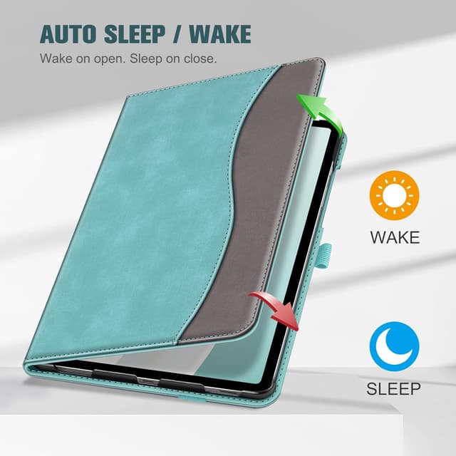 Detalle de Fintie Schutzhülle für Samsung Galaxy Tab S10 Lite/S10 FE/S9 FE 10,9", & S9 11", (Jeansoptik Türkis) – Multi-Winkel Folio mit Dokumentenfach