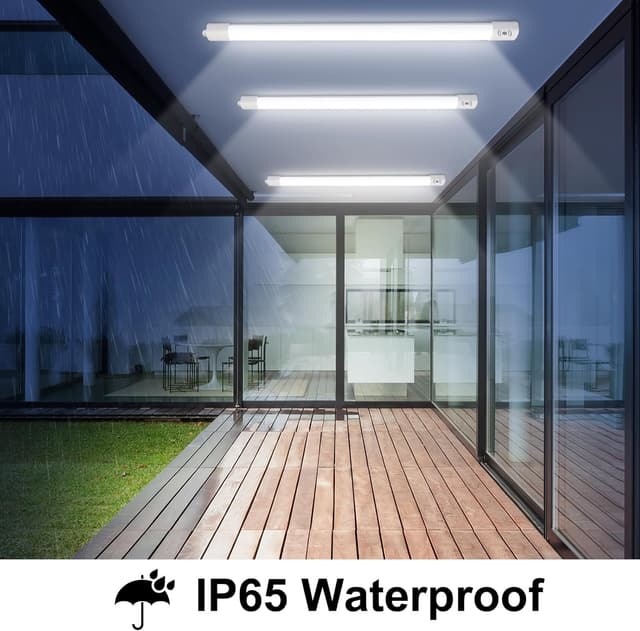 Detalle de LEOEU 2er Set 45W LED Feuchtraumleuchte mit Bewegungsmelder (IP65, 4.000K) – 150 cm, 4.950 lm