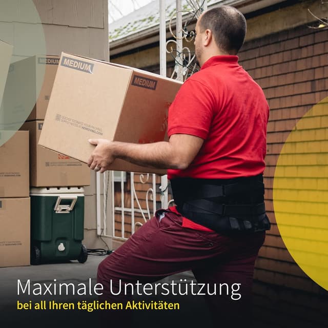 Detalle de BraceUP Rückenstütze mit Lumbalkissen – Rückenstüzgürtel zur Entlastung der Lenden (XXL 110–135 cm)