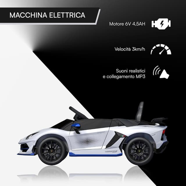 Thumbnail 3 de Baroni Toys Lamborghini Baby Car Elettrica 6V bianca