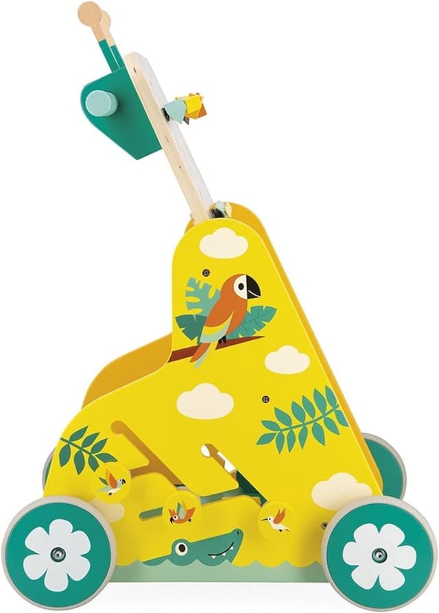 Detalle de Janod Carrello Multiattività Tropik J8269 in legno FSC con 6 attività per primi passi