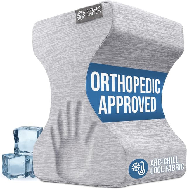 Thumbnail 6 de 5 Stars United Knee Pillow for Back Sleeping with Memory Foam Leg Support (Half-Moon Bolster) – White