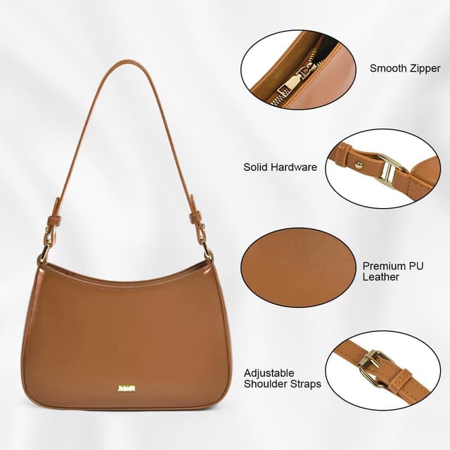 Detalle 2 de Aucuu sac porté épaule en cuir véritable pour femme (25 x 16 x 6 cm) – sac fourre-tout rétro