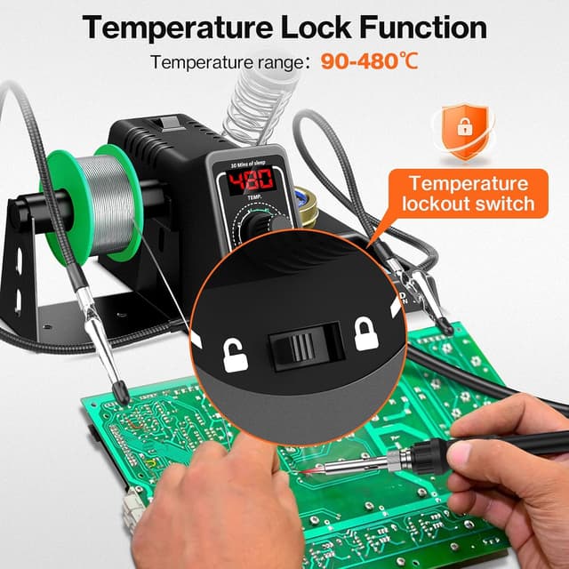Detalle de Preciva 926 LED Fer à souder 130 W : station avec affichage numérique 90°C–480°C