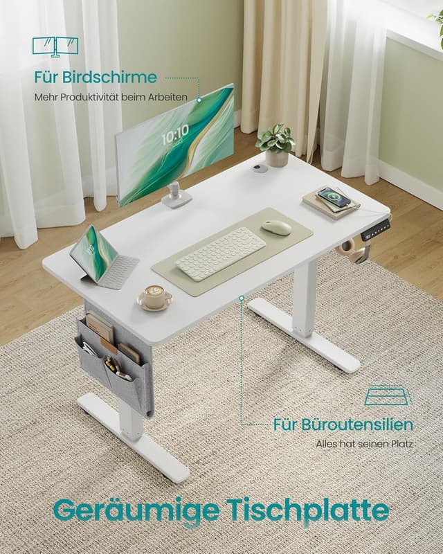 Thumbnail 4 de SONGMICS LSD130WZ01 höhenverstellbarer Schreibtisch 100×60 cm