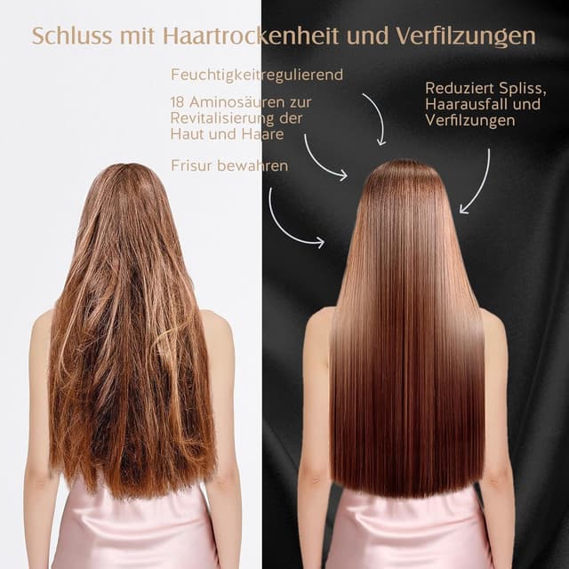 Detalle de Umisleep Cuffia da notte in seta 22 Momme in gelso 100% (doppia), nera, regolabile