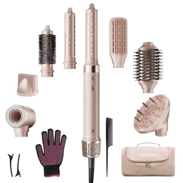 Detalle de Mythsight StyleVibe 8-in-1 Air Styler, Hair Dryer & Blow Dryer Brush (Auto Wrap Curls) with Travel Case