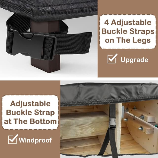 Detalle de Fenghome Abdeckung für Holzpferd (wasserdicht) 140x100x130 cm mit Tunnelzug und Schnallen, Oxford-Stoff Schwarz