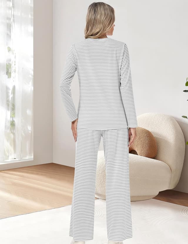 Detalle 2 de Rapbin Schlafanzug Damen Lang Pyjama Set