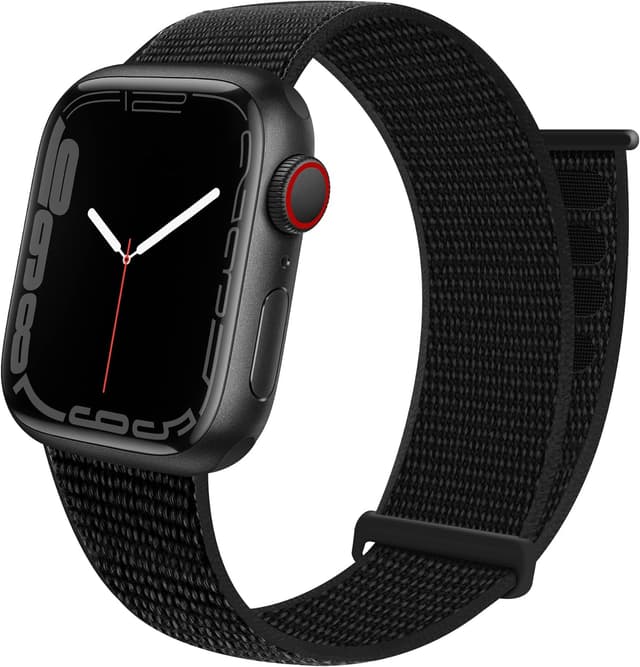 Detalle de GZ GZHISY JuQBanke Sport Loop Nylon Band for Apple Watch (Dark Black) — 42mm / 44mm / 45mm