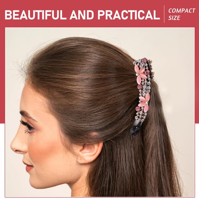 Detalle de FOMIYES Rhinestone Bananenhaarklammer – elegante Haarspange für Pferdeschwanz & Alltag