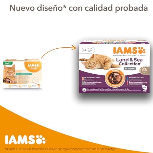 Detalle de IAMS Delights Adult Cat Land & Sea Collection en Jelly 12 x 85 g
