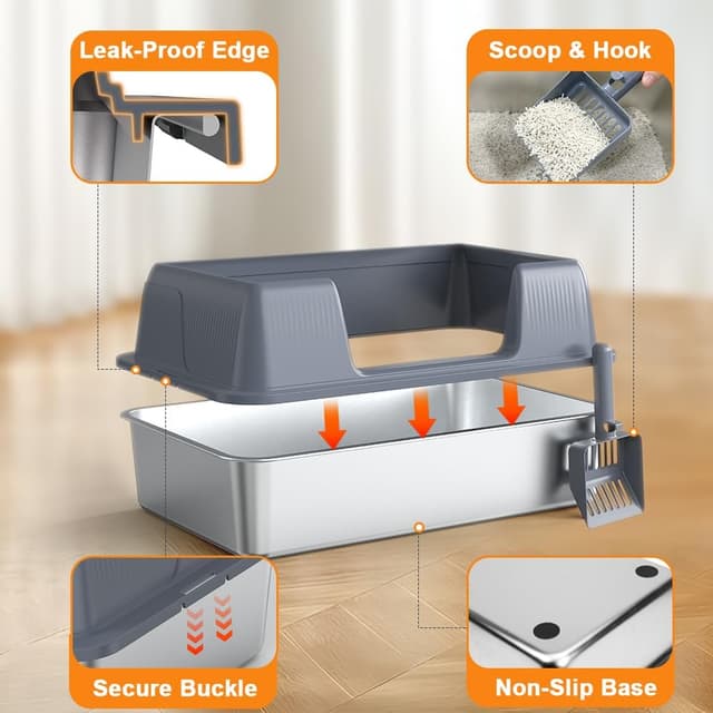 Thumbnail 2 de Vivifying Stainless Steel Cat Litter Tray XL for 8.2 kg cats 🐱