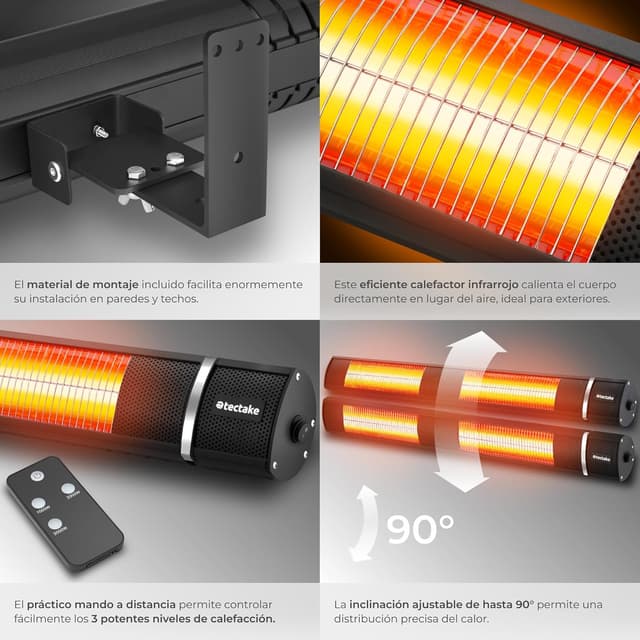 Thumbnail 3 de tectake Calentador infrarrojo inclinable 3 niveles