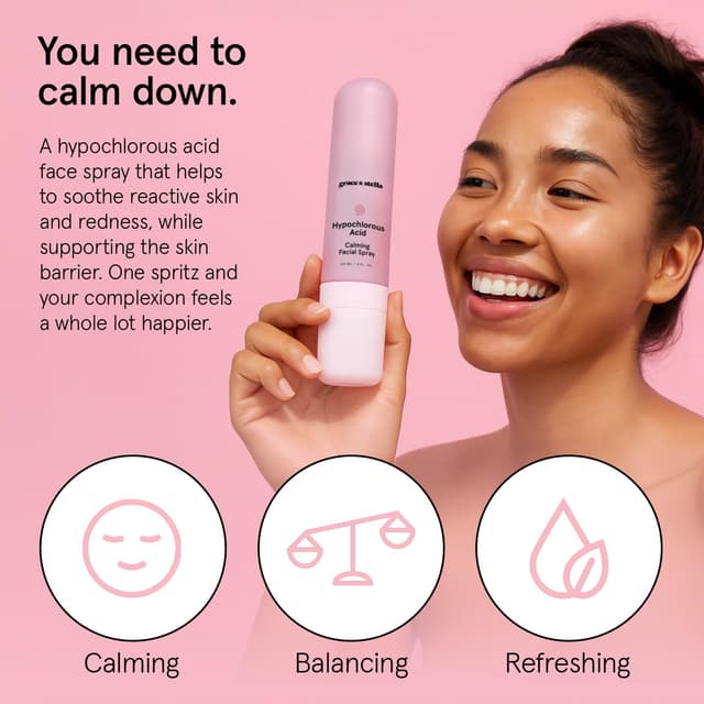 Detalle 2 de grace & stella Hypochlorous Acid Spray for Face (Acne Spray) — Gentle Facial Mist for Redness & Breakouts, 120ml/4 fl oz