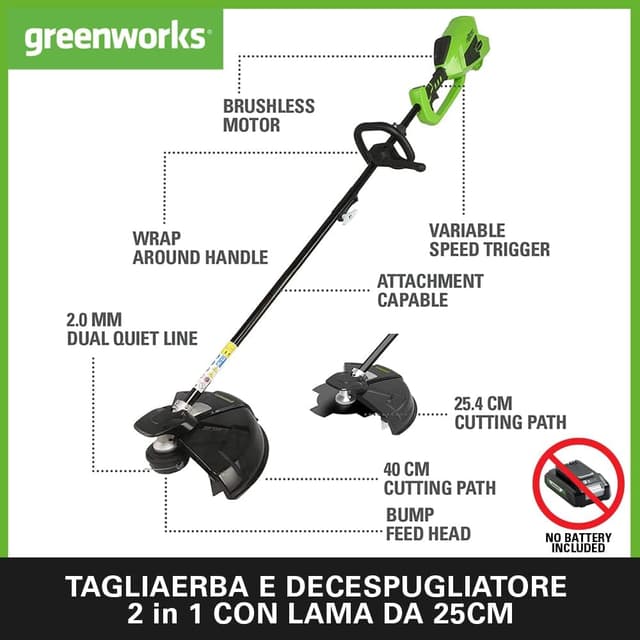 Detalle 2 de Greenworks 40V Decespugliatore a Batteria 40 cm