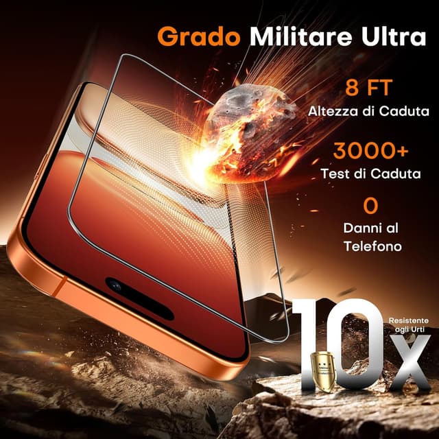 Detalle de TOCOL Pellicola Vetro Temperato per iPhone 16 Pro Max con rimozione polvere, 9H e copertura completa (2 pezzi)