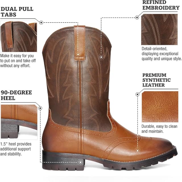 Detalle 2 de Rollda Cowboy Boots Square Toe Mid-Calf 94° Heel