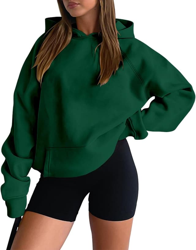 Detalle 2 de KISSMODA women’s long sleeve kangaroo pocket pullover hoodie (oversized boyfriend style)