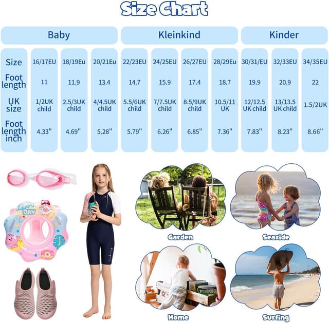 Detalle de WateLves Kinder-Badeschuhe (Wasserschuhe/Strandschuhe) mit rutschfester Sohle