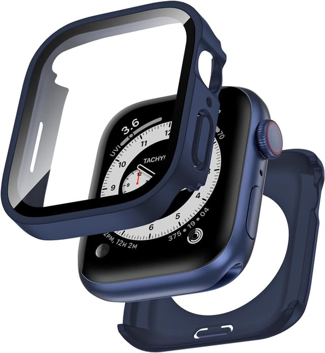 Detalle de Kawoco 2-in-1 wasserdichte Hülle mit gehärteter Glas-Schutzfolie für Apple Watch Series 10 (42 mm) – blau