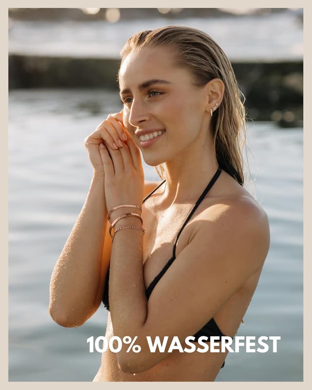 Detalle de GD GOOD.designs Armband-Set (3-teilig) aus 316L-Edelstahl – wasserfest, größenverstellbar, in Silber oder Roségold (inkl. Armreif)