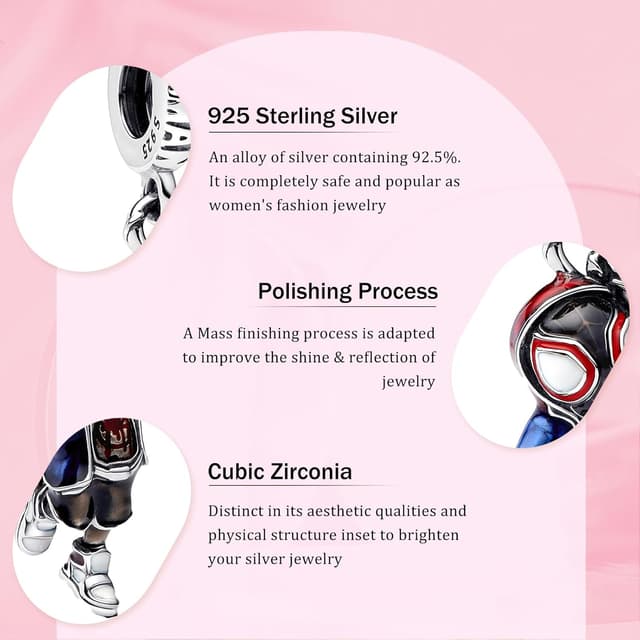 Detalle de HAEPIAR charm in argento sterling 925 con ciondolo “mostro” verde per bracciale o collana