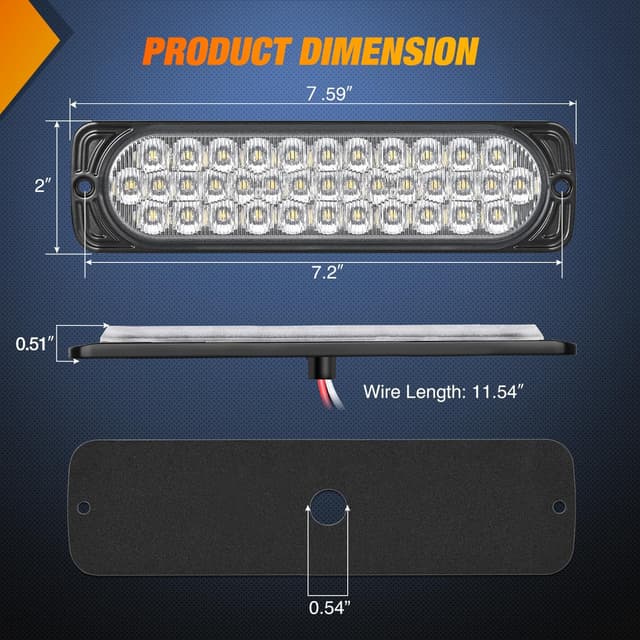 Detalle 2 de Nilight 7.5-Inch Aluminum Housing Tail Light (2 PCS) with 36 LED White Reverse Marker Lights, IP67 Waterproof for 10–30V Vehicles