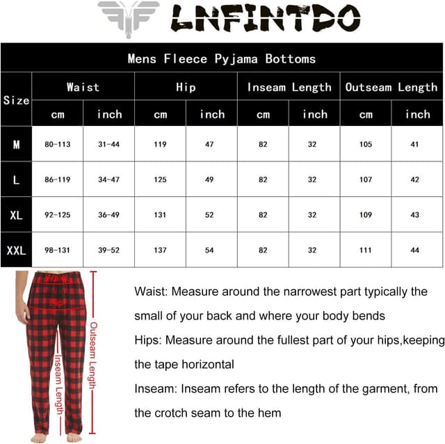 Thumbnail 6 de LNFINTDO Lot de 1 à 2 pantalons de pyjama homme en polaire à carreaux avec poches