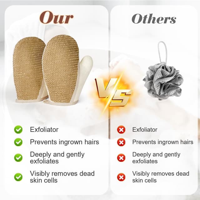 Detalle de LOPHE Guanti Esfolianti in juta e spugna, 2 pezzi per doccia e bagno