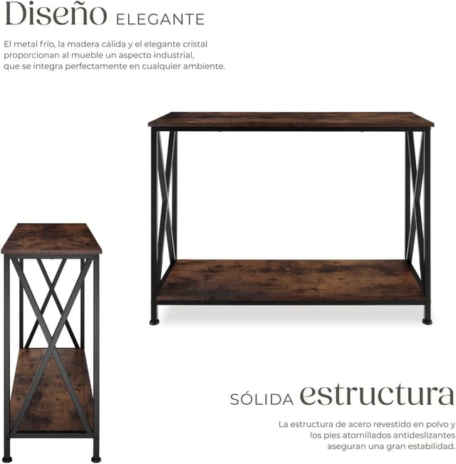 Thumbnail 4 de TecTake® Mesa Consola Recibidor Estilo Industrial 🏠 Madera Oscura