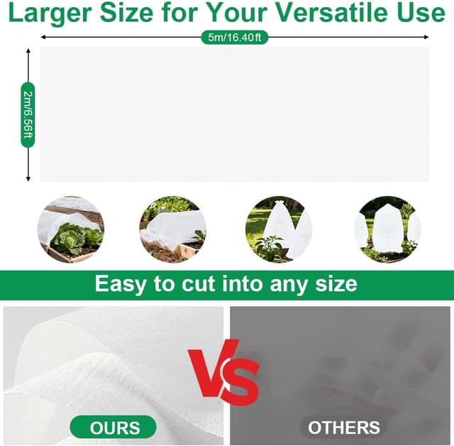 Detalle de AOOWU Voile d’hivernage 2 x 5 m (30 g/m²) pour plantes, fleurs et légumes