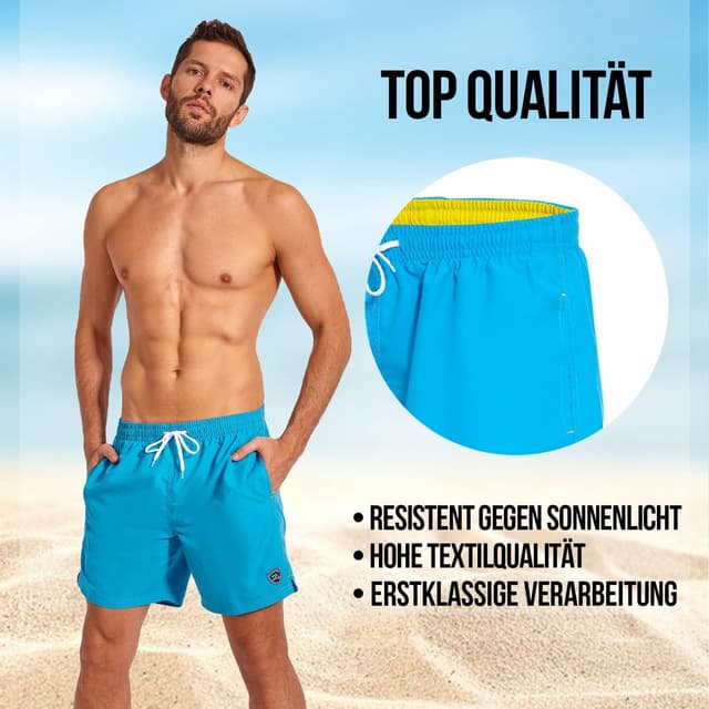 Detalle de Zagano Herren-Badehose schnelltrocknend mit Mesh-Einsätzen und Tunnelzug (S–6XL)