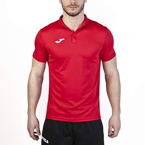 Detalle de Joma Polo hobby rojo de hombre con cuello tipo polo y secado rápido