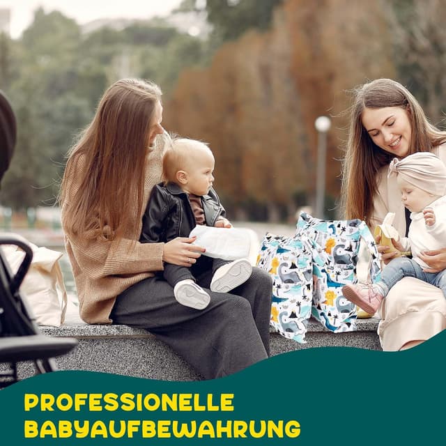 Detalle 2 de Loscarol Wetbag Kindergarten (2er Set), große & kleine Nasstasche für Windeln – Dino