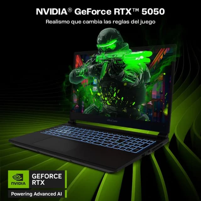 Detalle de PCCom Revolt 5050 con AMD Ryzen 7, RTX 5050 y 15.6"