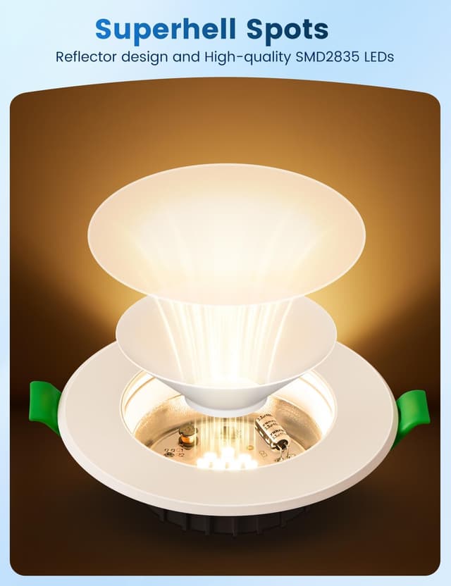 Detalle 2 de QOJUX LED-Einbaustrahler 230V, 5W (800 lm) 3000K, IP44, 6er-Set – nicht dimmbar, ultraflach