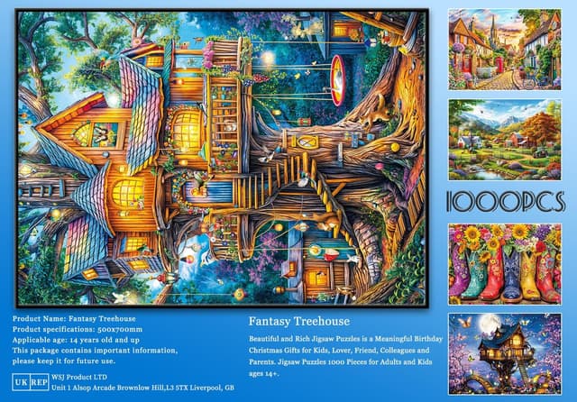 Thumbnail 6 de Fantasy Treehouse 1000-Piece Jigsaw Puzzle for Adults (19.69 x 27.56 in finished)