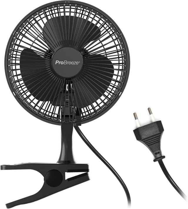 Detalle de Pro Breeze Mini Ventilator mit Clip (20 cm) – Tisch- & Growbox-Lüfter mit 2 Geschwindigkeitsstufen