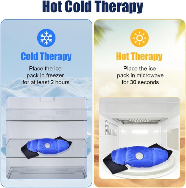 Detalle de ACWOO poche de glace pour genou : compresse chaude et froide réutilisable pour soulager douleurs et gonflements