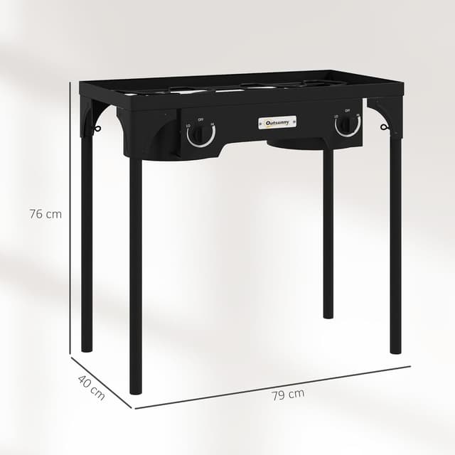 Thumbnail 6 de Outsunny Réchaud 2 brûleurs propane 150 000 BTU/h