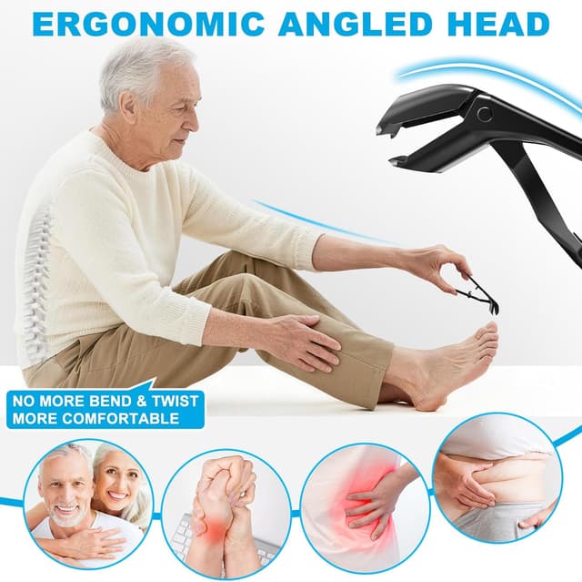 Detalle de DRMODE 2026 Toenail Clippers Set (5-in-1) for Thick Toenails, Angled & Ingrown Nail Clippers with Long Handle