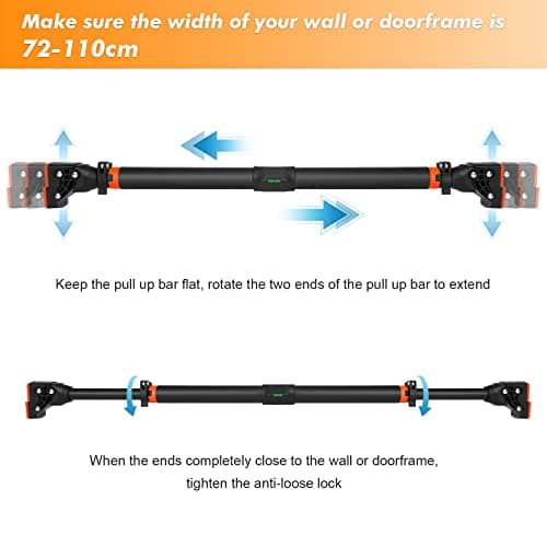 Detalle de AETKFO Barra de Dominadas sin Tornillos ajustable 72-110 cm (hasta 200 kg) para marco de puerta