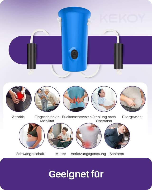 Detalle 2 de Kekoy 11,4 cm Sockenanziehhilfe – Strumpfanzieher mit Softschale und rutschfestem Griff (1 Stück, blau)