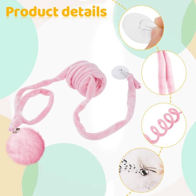 Detalle de Adiwo Katzenspielzeug für Türrahmen – 2er-Set hängendes Plüschspielzeug mit Glocke